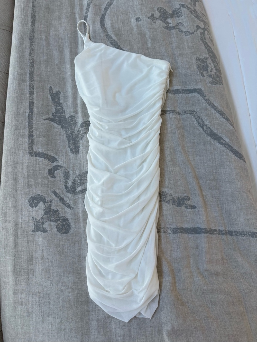 Princess Polly White One-Shoulder Ruched Midi Dress
